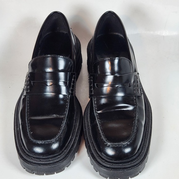 Massimo Dutti Glossy Black Loafers - Picture 2 of 8